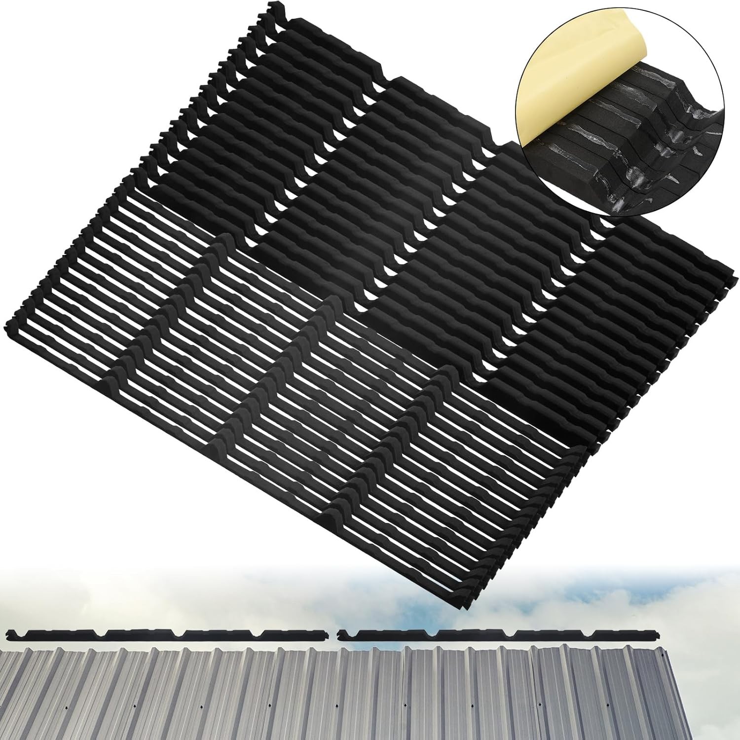 20 Pcs 9 Inch Outer Ribbed Profile Foam Closure Strips 3 ft Long Strips gallery