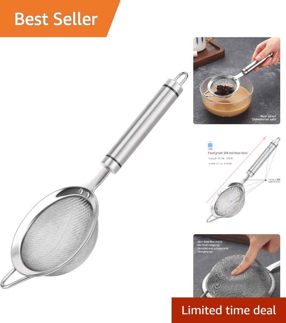 Classic Stainless Steel Mesh Strainer with Handle - Lightweight Kitchen Tool gallery