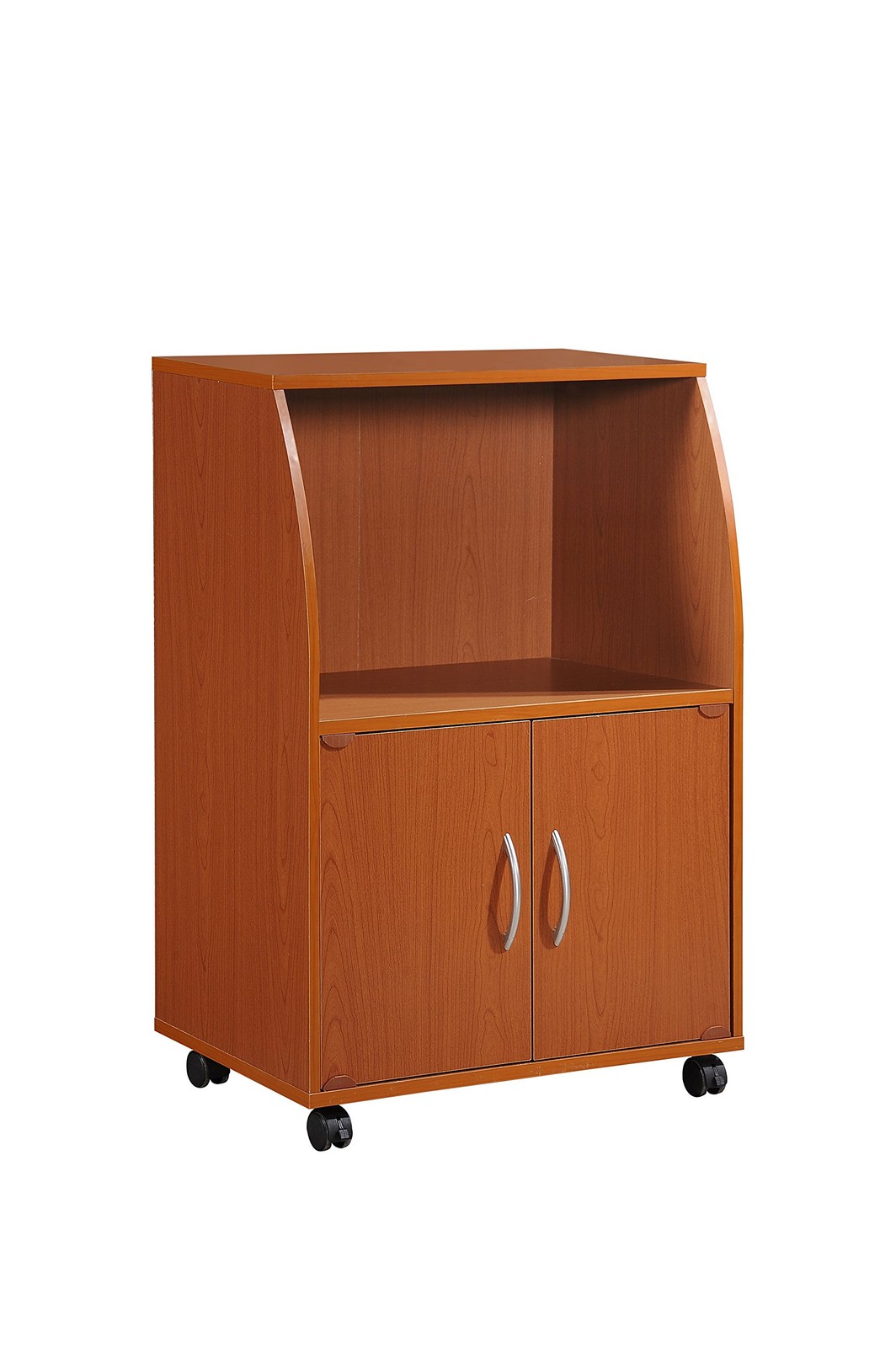 Mini Microwave Cart with Two Doors and Shelf for Storage, Cherry gallery