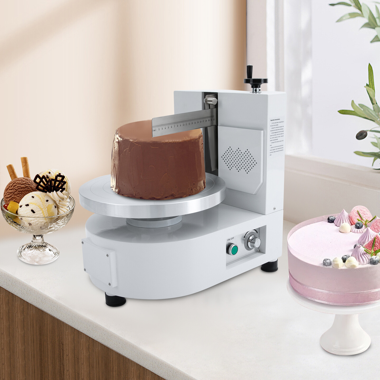 4-12inch Cake Cream Coating Machine Cake Decoration Cream Spreading 110V gallery