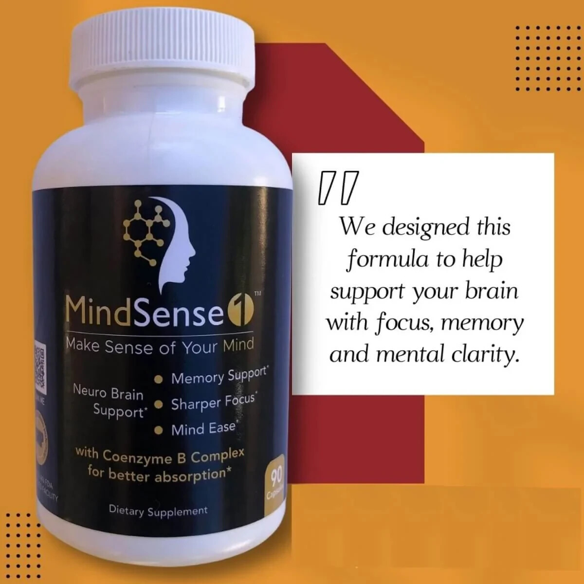 MindSense1 Nootropic Brain Support-✅Increased Focus + Memory-✅Clear Brain Fog gallery