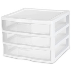 Wide 3 Drawer Unit Plastic, White