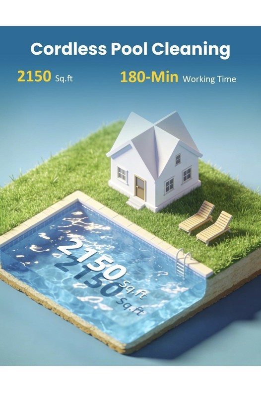 Cordless Pool Robot with LED Display, Self-Parking, 180 Min Working Time，3 Modes gallery
