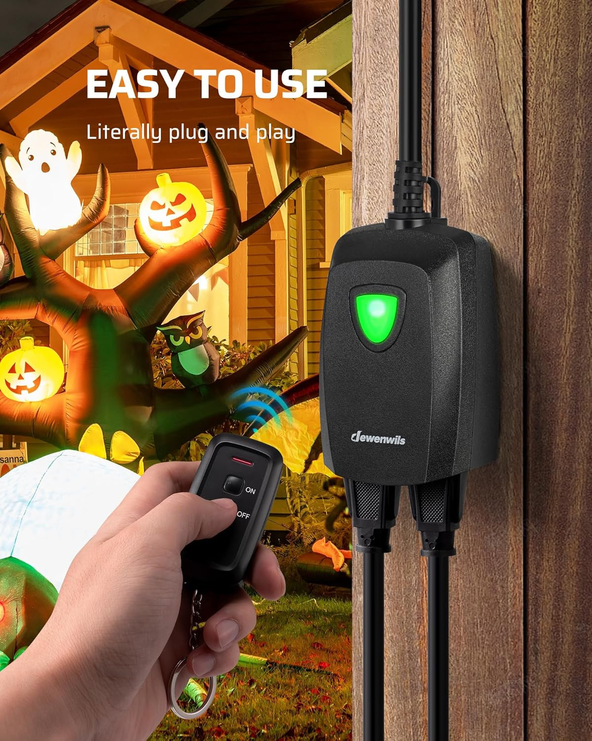 DEWENWILS Outdoor Wireless Remote Control Outlet with 2 Remotes Weatherproof gallery