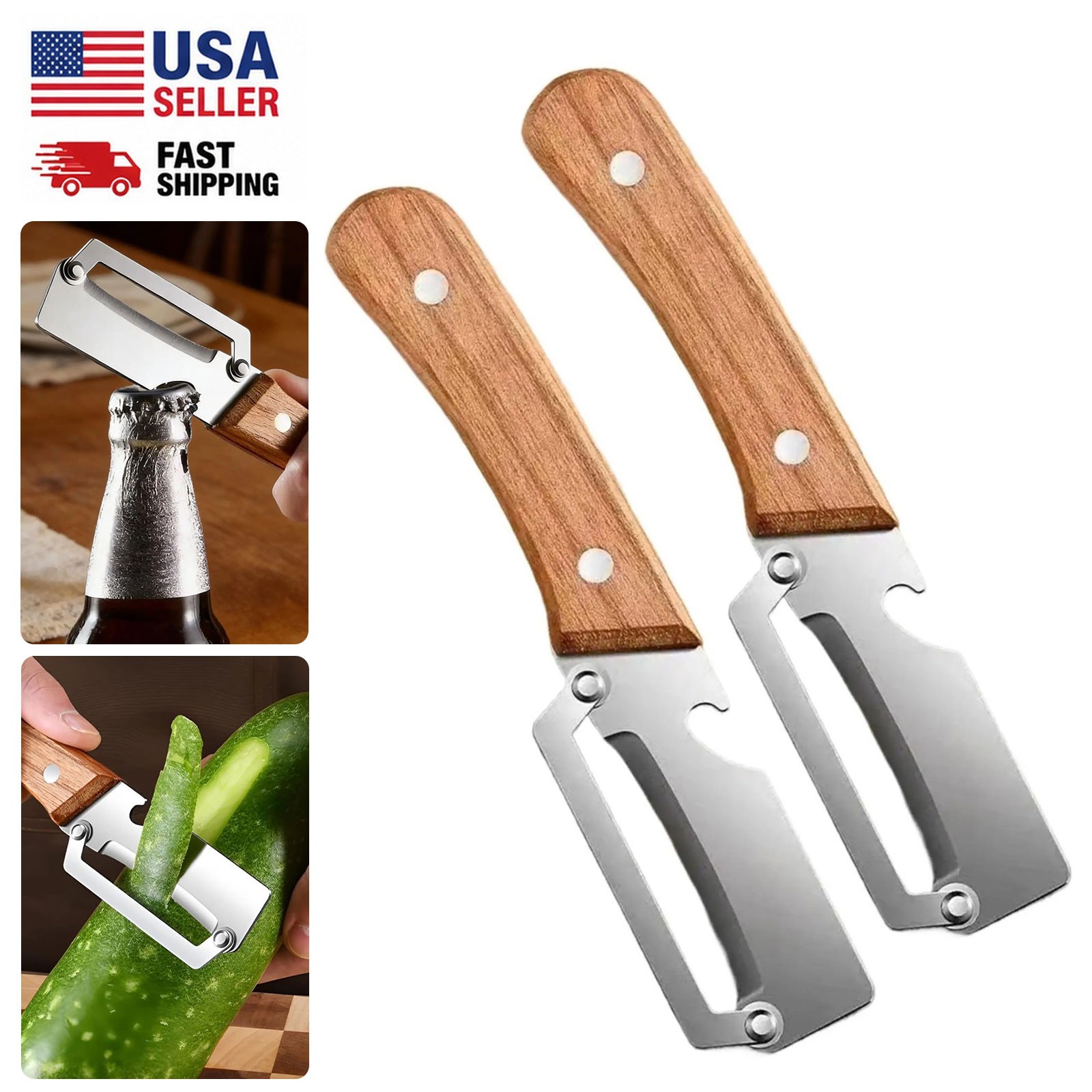 2PCS 2-in-1 Multi-Functional Vegetable Peeler for Kitchen Stainless Steel Peeler gallery