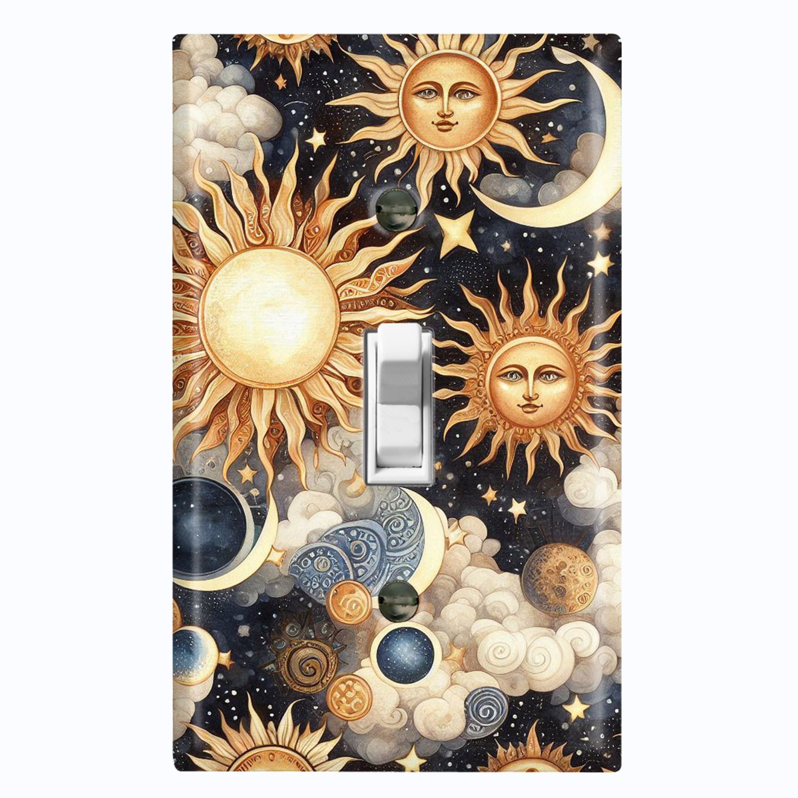 Metal Light Switch Outlet Cover Wall Plate Celestial Sun Moon Star Galaxy AFM116 gallery