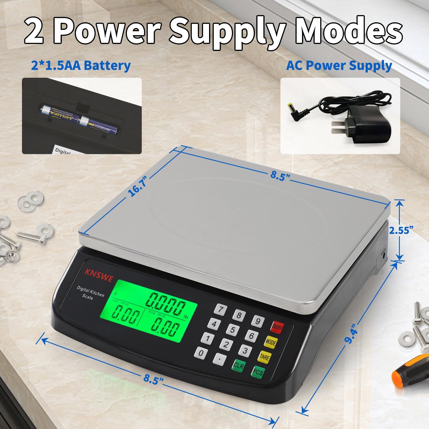 40KG/88LB Black Digital Kitchen Scale Commercial Food Weight Price Computing gallery