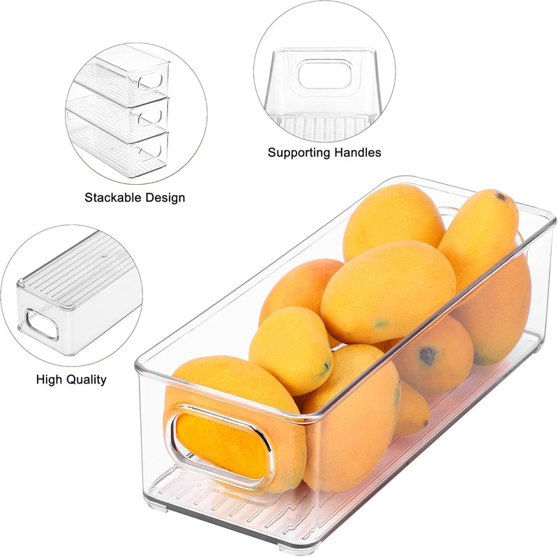 2 Pack Clear Stackable Storage Bins with Handles for Fridge Pantry BPA Free gallery