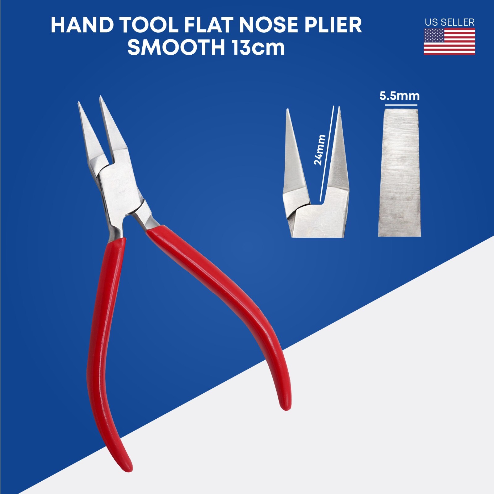 Flat Nose Plier Smooth Precision Tips Red Handle 13cm - German Stainless Steel gallery