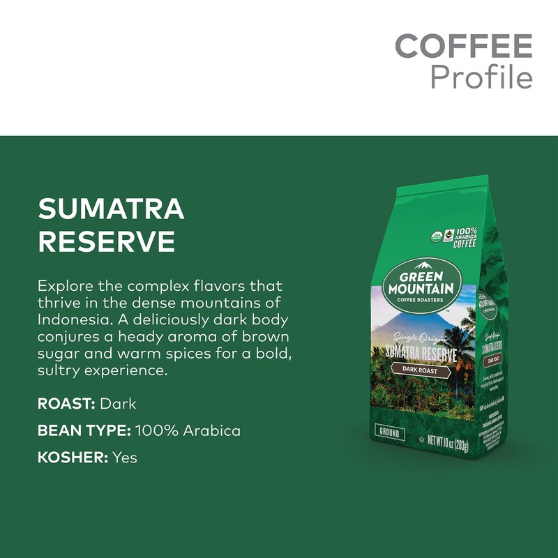 Green Mountain Coffee Roasters, Sumatra Reserve, Ground, Dark Roast, Bagged gallery
