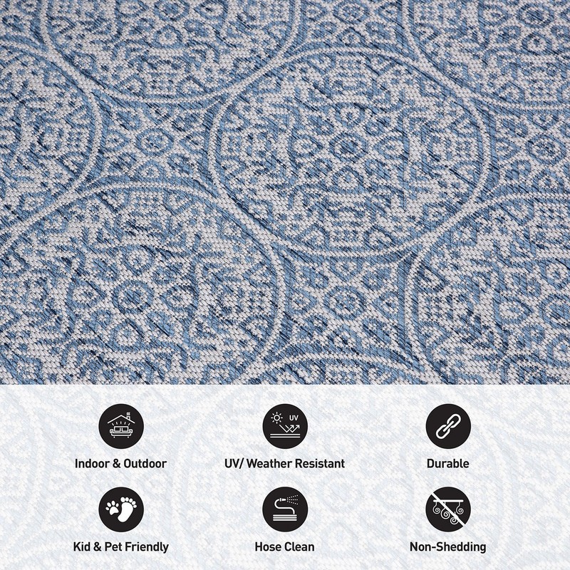 Rugshop Outdoor Rug Runner Transitional Floral Circles Indoor Outdoor Rugs 2x7 gallery