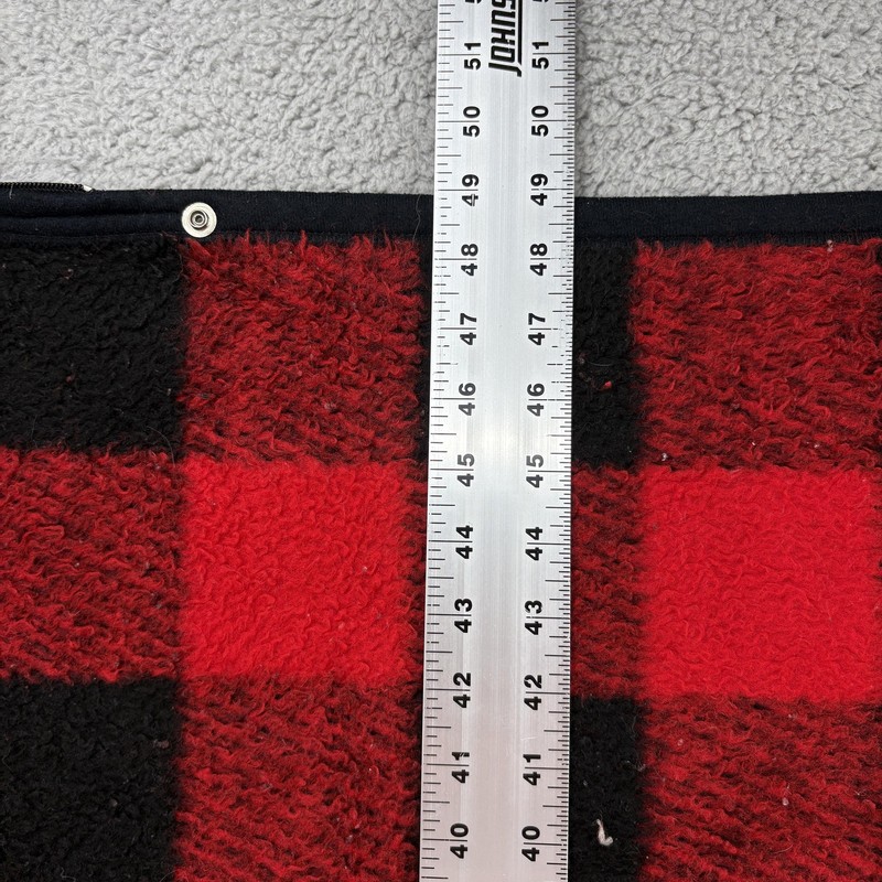 Vintage Biederlack Blanket Cuddle Wrap Throw USA Plaid Snap Zipper Distress Red gallery