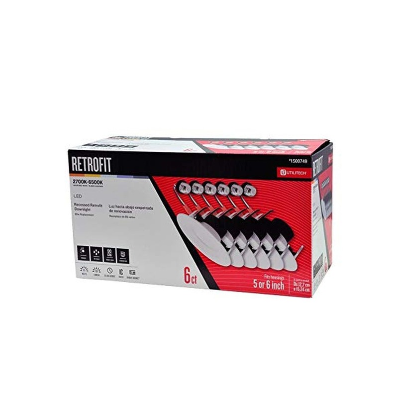 Utilitech 6-Pack 65-Watt Equivalent White Dimmable Recessed Downlight (5-in o... gallery