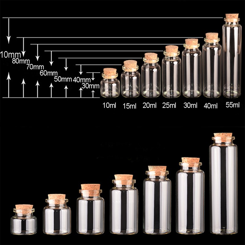 20pcs 30mm Transparent Multi Purpose Mini Empty Jars Glass with Corks Bottles gallery