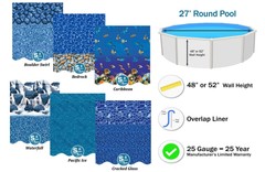 Smartline 27′ Round Above Ground Overlap 48″/52″ Swimming Pool Liner – 25 Gauge