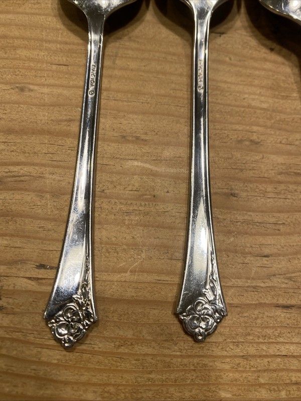Oneida DAMASK ROSE Stainless Soup Spoon Heirloom CUBE Glossy Flatware Set 4 gallery