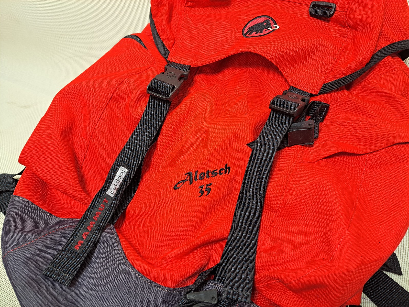 MAMMUT Aletsch 35L Backpack (Black/Red) with back support frame. 3