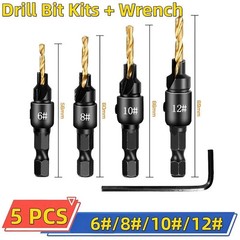 5pcs Countersink Drill Woodworking Drill Bit Set Drilling Pilot Holes for Screw