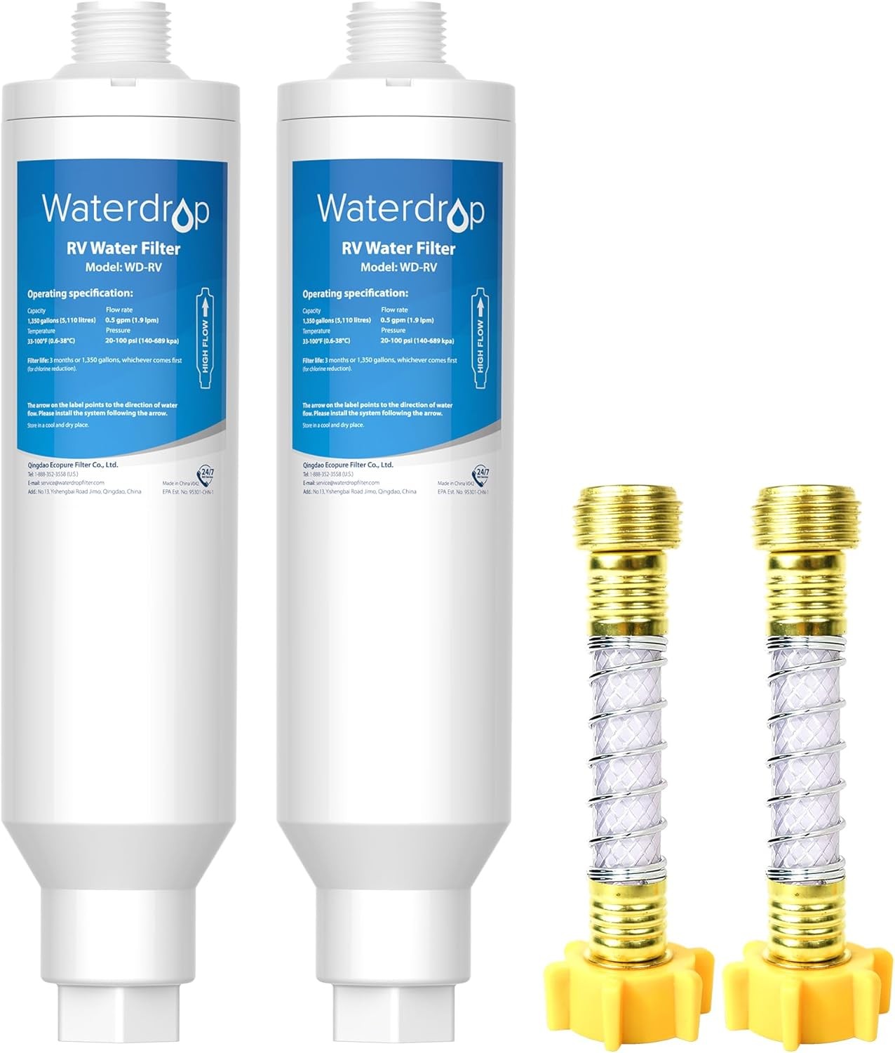 RV Inline Water Filter 2 Pack NSF Certified Chlorine Odor Taste Remover Hose. gallery
