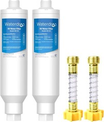 RV Inline Water Filter 2 Pack NSF Certified Chlorine Odor Taste Remover Hose.