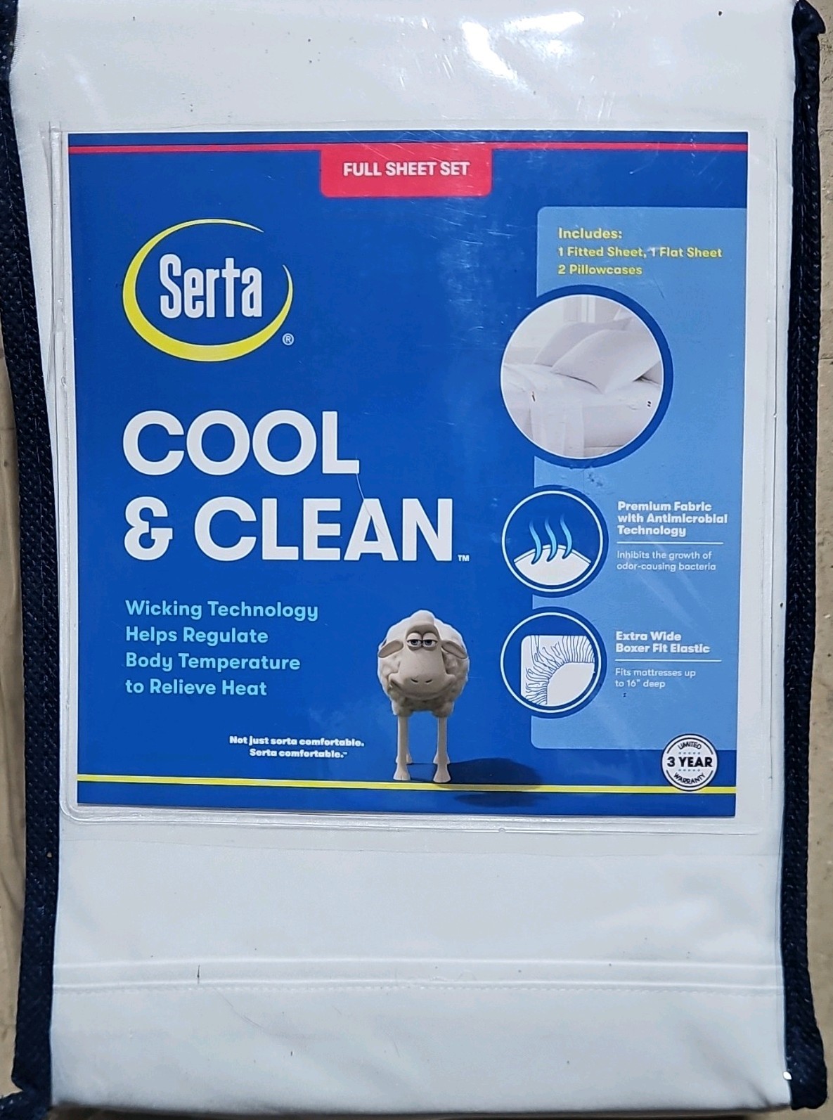 Serta Cool & Clean Full Sheet Set White 4-Piece Antimicrobial Wicking gallery