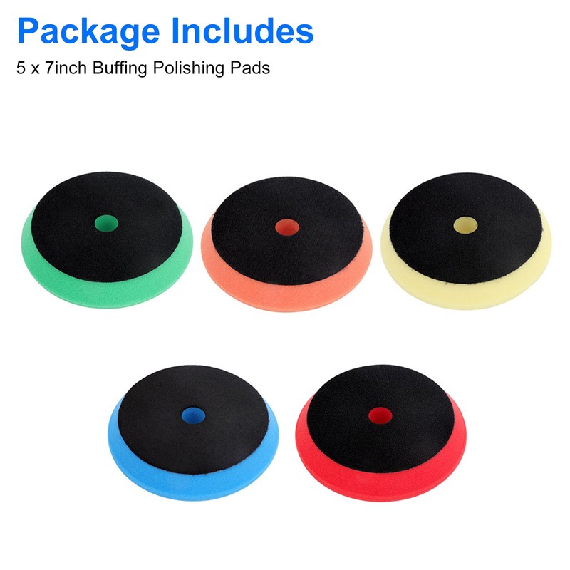 5Pcs 7" Car Buffing Sponge Pads Cutting Polishing Pad Kit for DA Buffer Polisher gallery