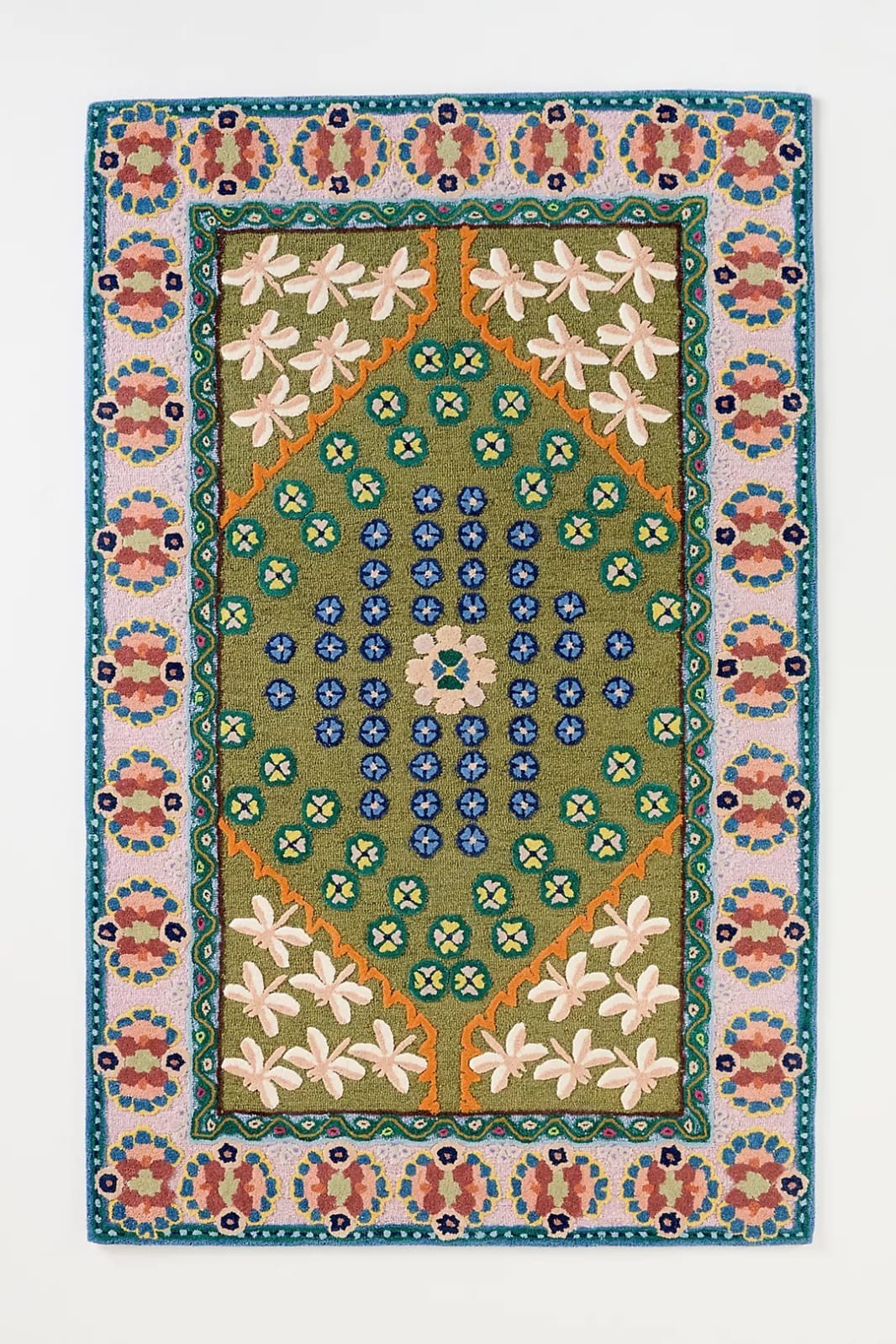 Annora Hand Tufted 100% Wool Dragonfly Border Rug Anthropologie Rugs for Office gallery