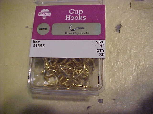Qty 30 Solid Brass 1" Screw in Cup Hooks With free shipping