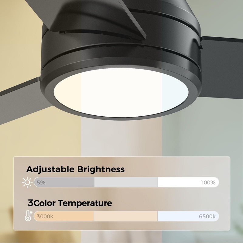 Ceiling Fans with Lights Remote Control - Flush Mount Dimmable 3000K-6500K gallery