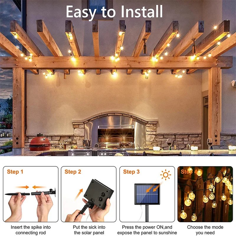 50 LED 23Ft Outdoor Solar Powered String Lights for Patio Yard Porch Party Decor gallery
