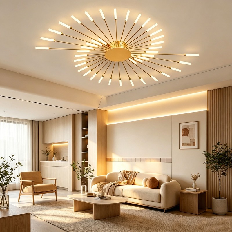 Indoor LED Ceiling Light Hollow Fireworks Design Modern Decor for Home Business gallery