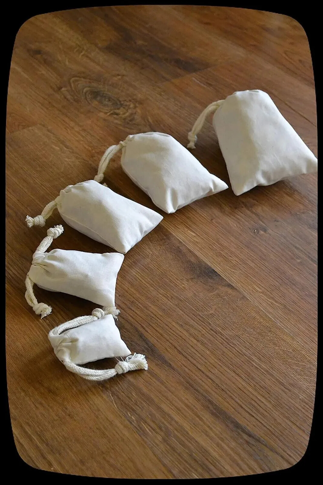 Double Drawstring Organic Cotton Muslin Bags - Premium Quality - Natural Color gallery