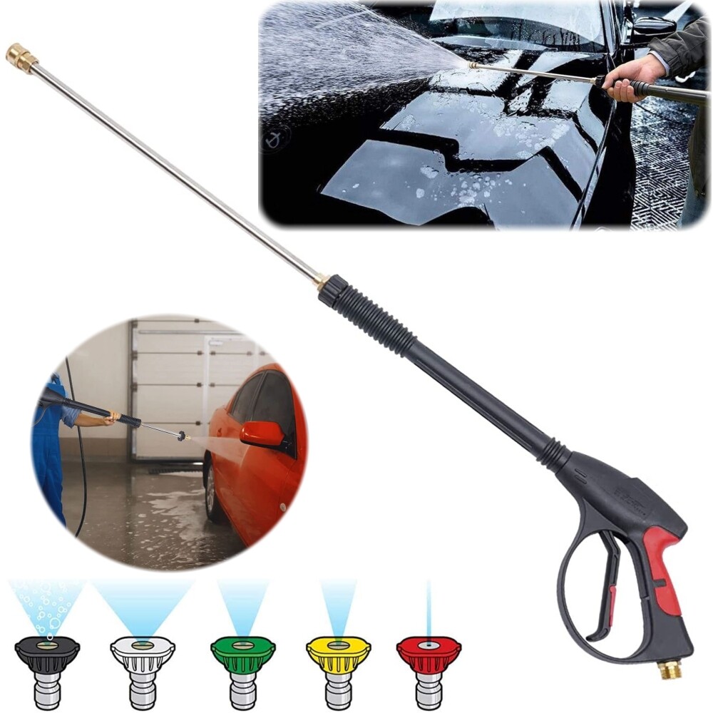 4000PSI High Pressure Car Power Washer Spray Gun Wand Lance Nozzle Tips Hose Kit gallery