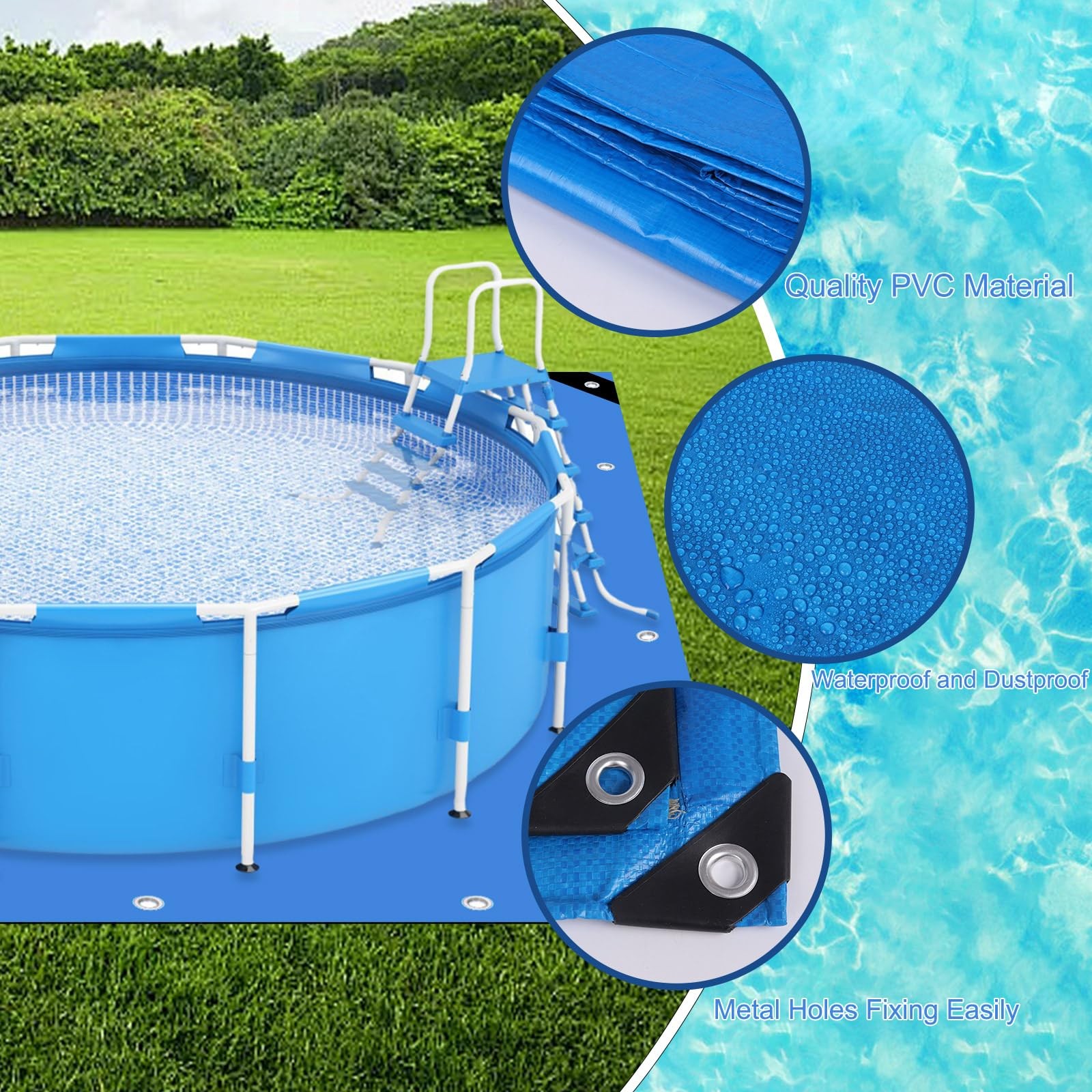 CIEOVO 12Ft Square Swimming Pool Ground Cloth, Waterproof Heavy Duty Swimming... gallery