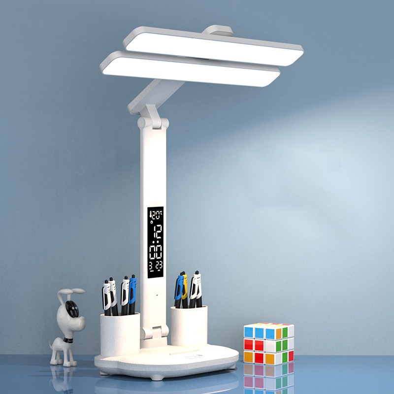 LED Desk Light USB Charging Port, Dimmable Office Desk Foldable Lamp with Clock gallery