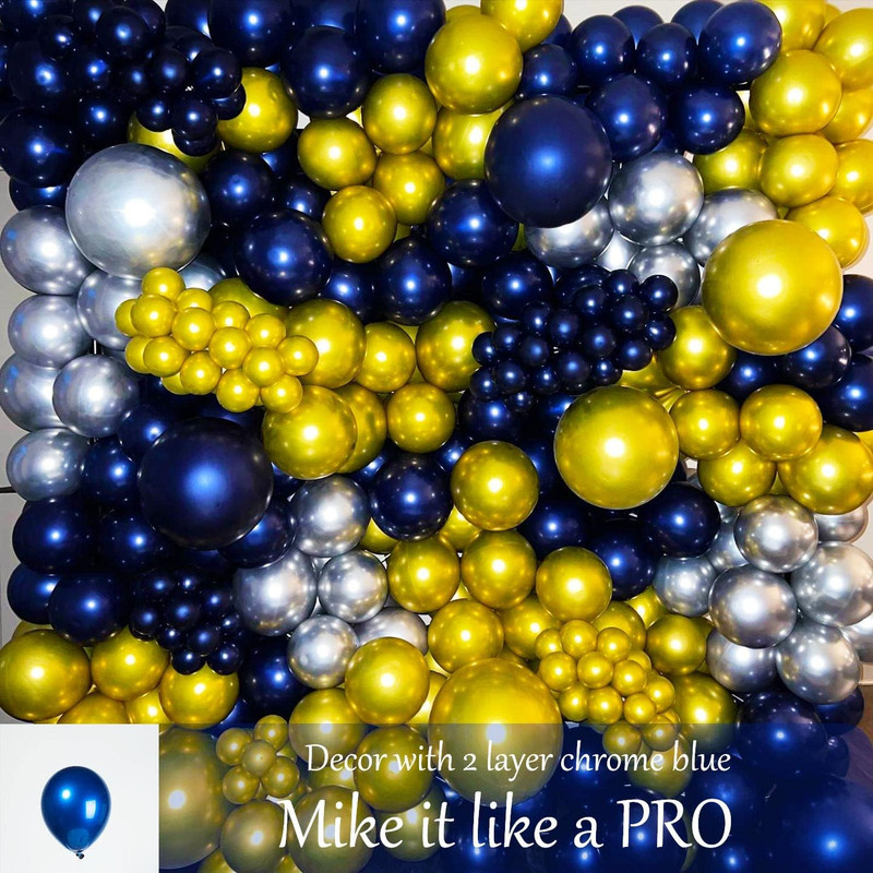 Chrome Blue Double-Stuffed Balloons Different Sizes 52 PACK 18+10+5 Inch Metalli gallery