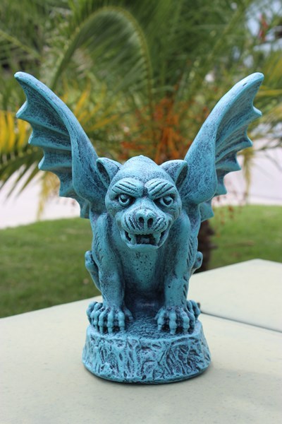 GARGOYLE CONCRETE STATUE PATINA BLUE YARD DECOR NEW GARDEN GOTHIC WINGED NEW ! gallery