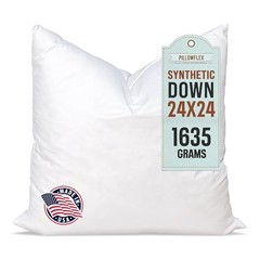 Synthetic Down Pillow Insert – 24×24 Down Alternative, 24 Inch by 24 Inch