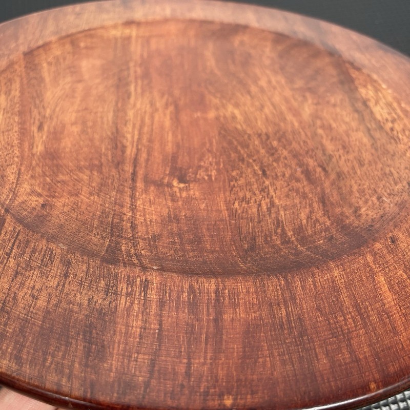Teak Wood Round Platter Tray 13" Solid Thick Charger Plate Decorative Rustic gallery