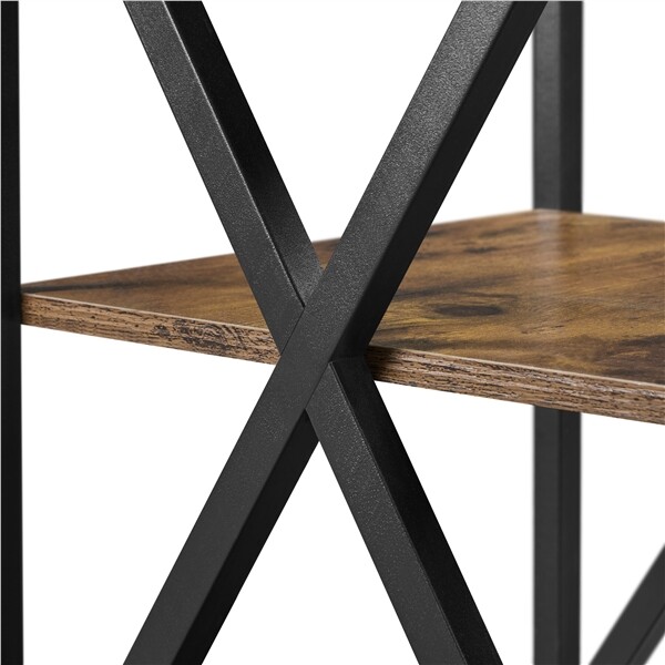 3 Tier Rustic End Table Industrial X Shape Small Wooden Side Table Living Room gallery