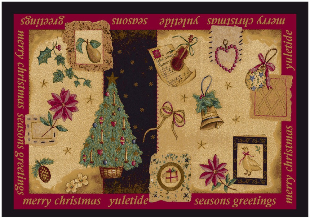 4x6 Milliken Yuletide Nostalgic Bordered Christmas Area Rug - Approx 3'10"x5'4"