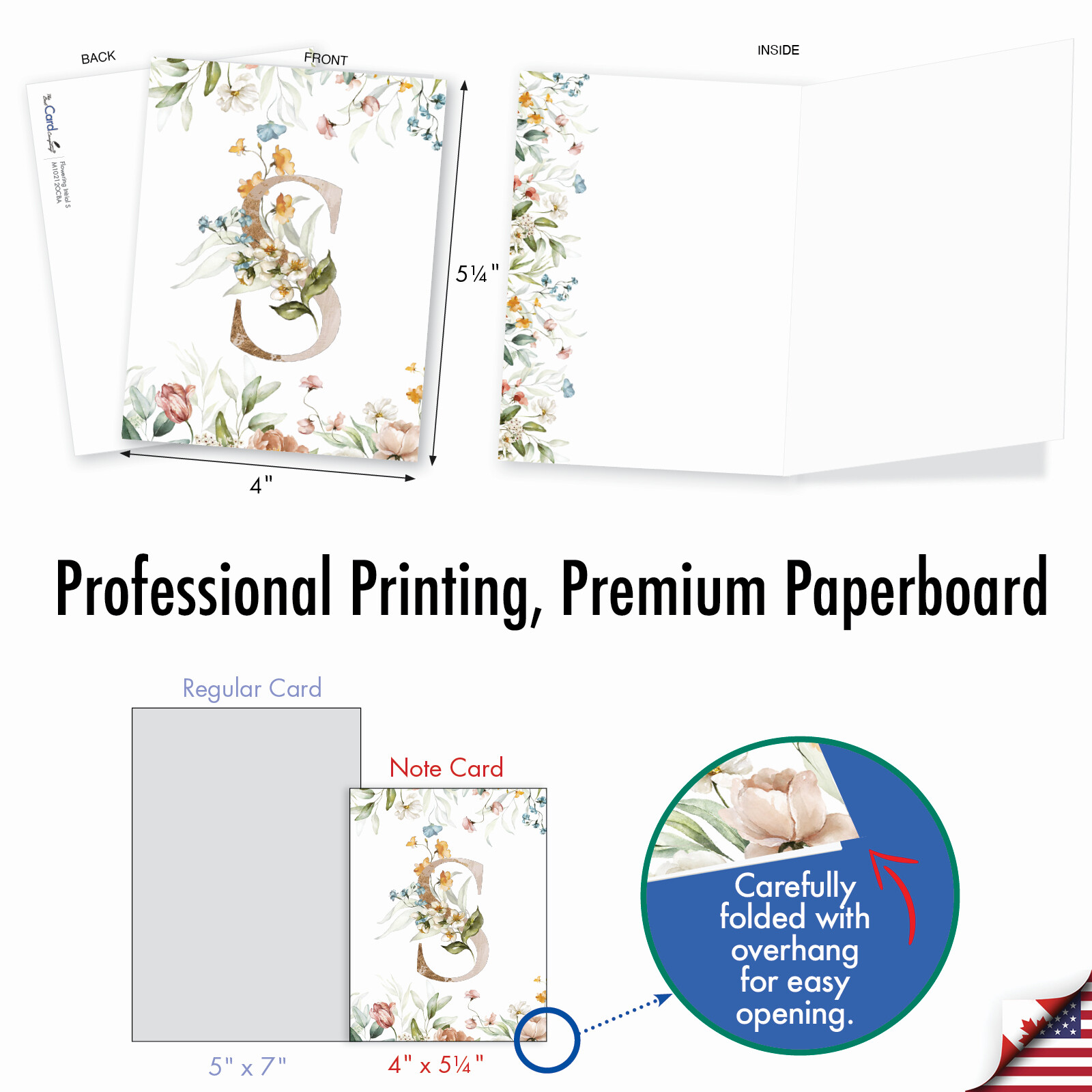 20 Asst'd Blank Notecards w/ Envelopes (10 Designs, 2 Each) Flowering Initial S gallery