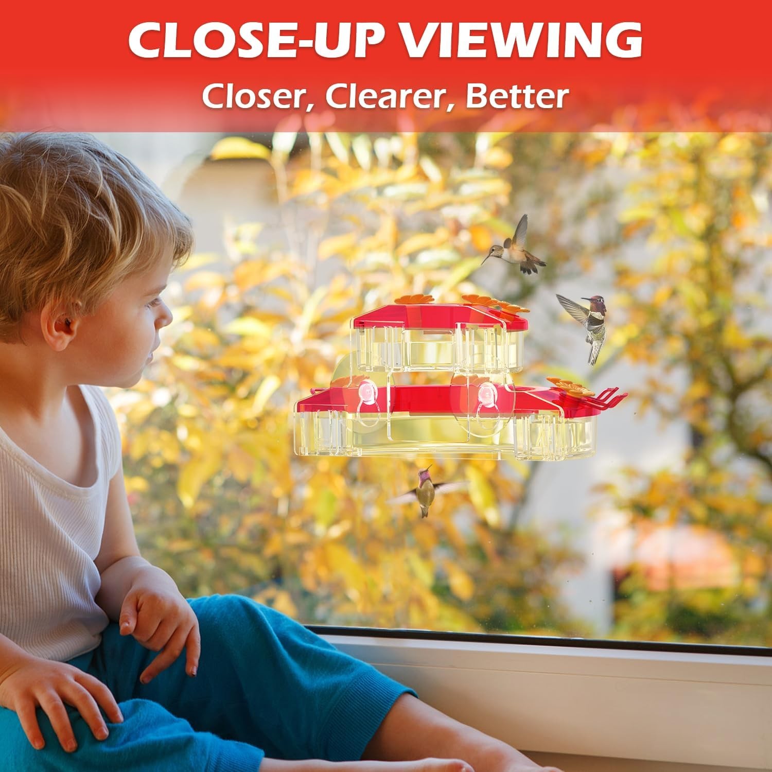 Birdream 2 Pack Window Hummingbird Feeders for Outdoors, with Strong Suction Cup gallery