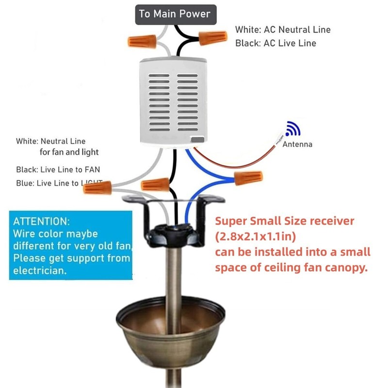 Ceiling Fan Wall Remote Control Kit for Hampton Bay Harbor Breeze Hunter UC9050T gallery