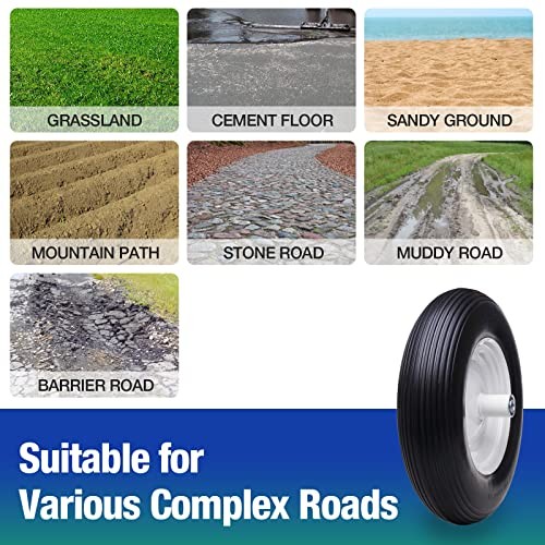 16" 4.80/4.00-8 Flat Free Solid Polyurethane Tire and Wheel Vertical Grooves gallery