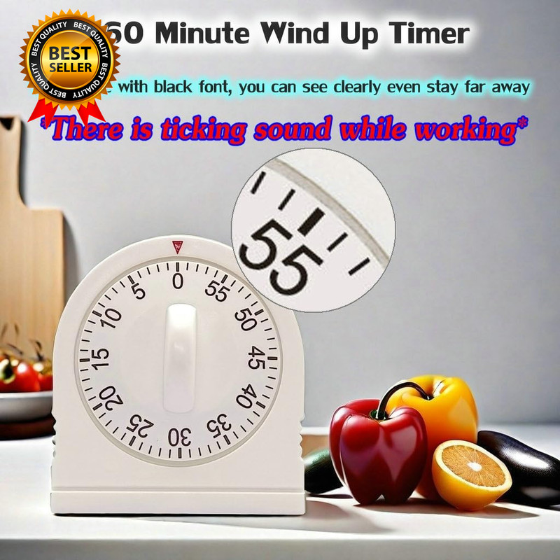 60 Minute Wind up Timer, Visual Mechanical Timer with Loud Alarm Manual gallery