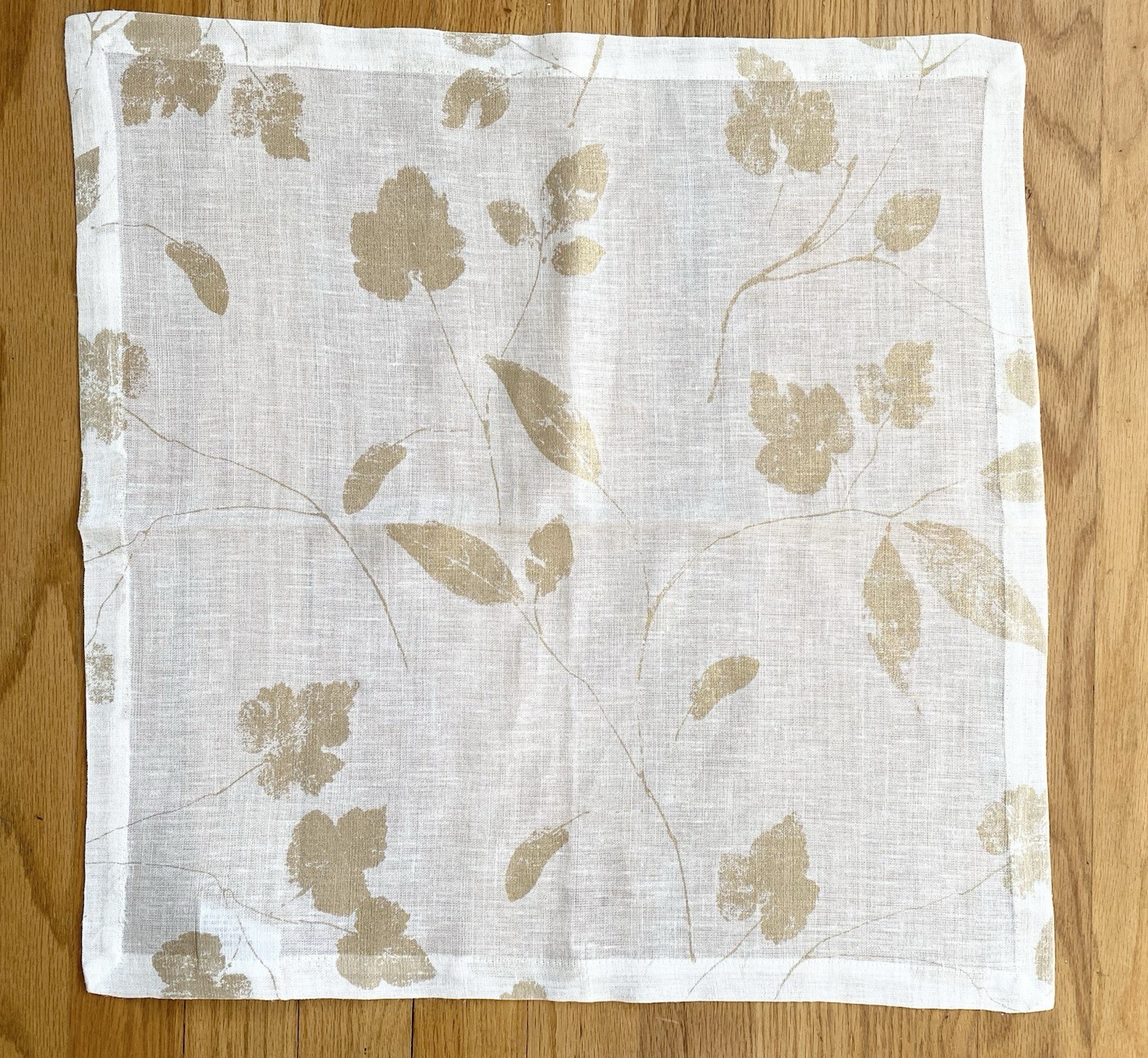 Mode Living Sedona Gold Leaf Linen Tablecloth Set 70" x 90" with 12 Napkins NWOT gallery