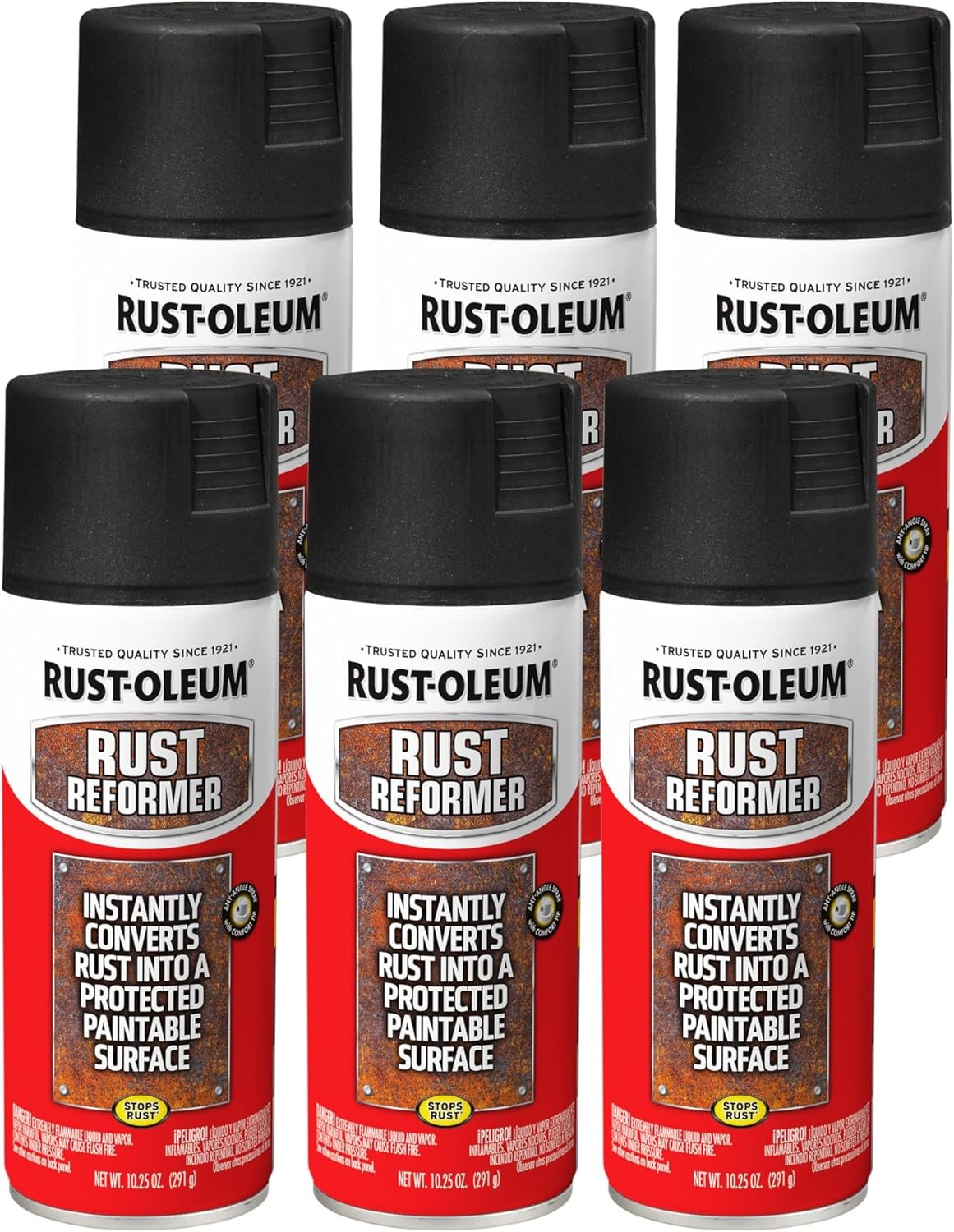 Rust-Oleum 248658-6PK Stops Rust Reformer Spray Paint, 10.25 oz, Black, 6 Pack gallery