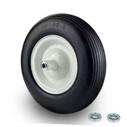 16" 4.80/4.00-8 Flat Free Solid Polyurethane Tire and Wheel Vertical Grooves