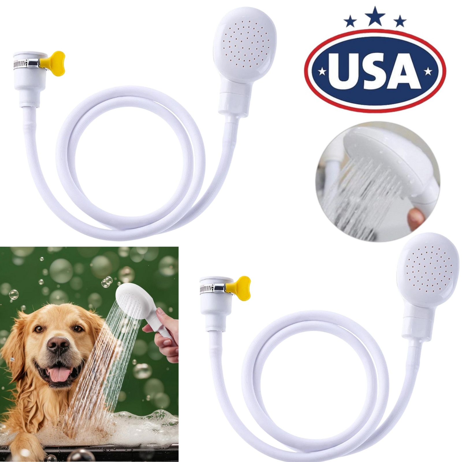 2× Portable Sink Spray Hose Handheld Pet Faucet Sprayer Pet Hair Wash Bath 51" gallery